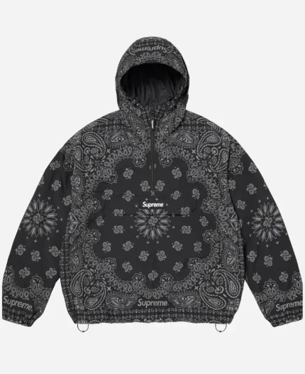 Supreme Reflective Bandana Black Anorak Hoodie