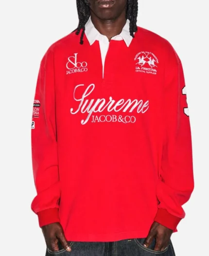 Supreme SS26 La Martina x Jacob & Co Red Rugby Shirt
