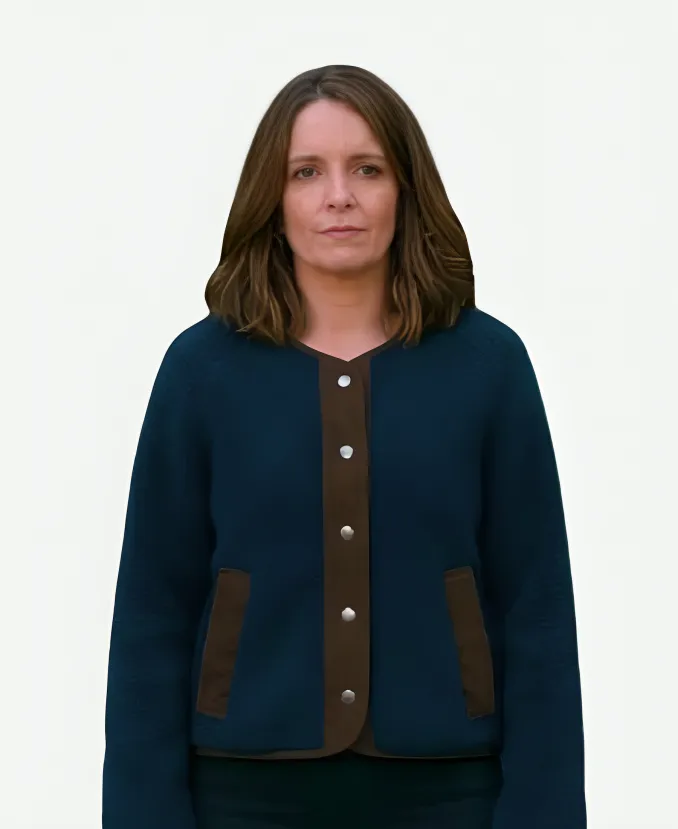 The Four Seasons S02 Tina Fey Sherpa Jacket Kate Blue and Brown Sherpa Jacket