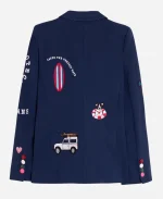 Kelly Clarkson Show Dame Prue Leith Navy Embroidered Blazer 