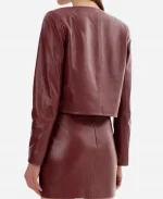 Nyla Harper Tv Series The Rookie S08 Mekia Cox Collarless Burgundy Leather Jacket