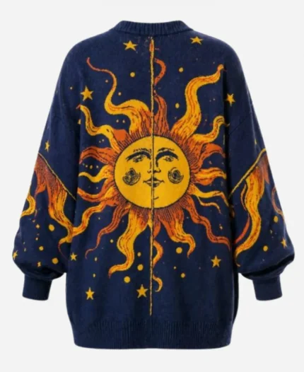 The View 2026 Whoopi Goldberg Golden Hour Navy Blue Sun Print Oversized Sweater