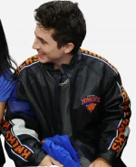 Timothee Chalamet Knicks Black Leather Jacket For Sale