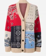Tina Fey TV Series The Four Seasons S02 Kate Bandana Print Patchwork Cardigan