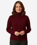 Tina Fey Cashmere Fleck Turtleneck Top