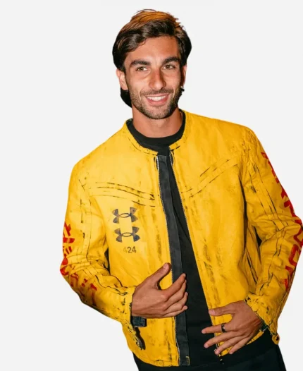 Under Armour x 424 Yellow Distressed Leather Jacket