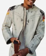 World Cup 2026 Under Armour x 424 White Leather Racing Jacket
