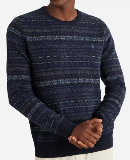The Four Seasons S02 Will Forte Blue Fair Isle Crewneck Sweater 
