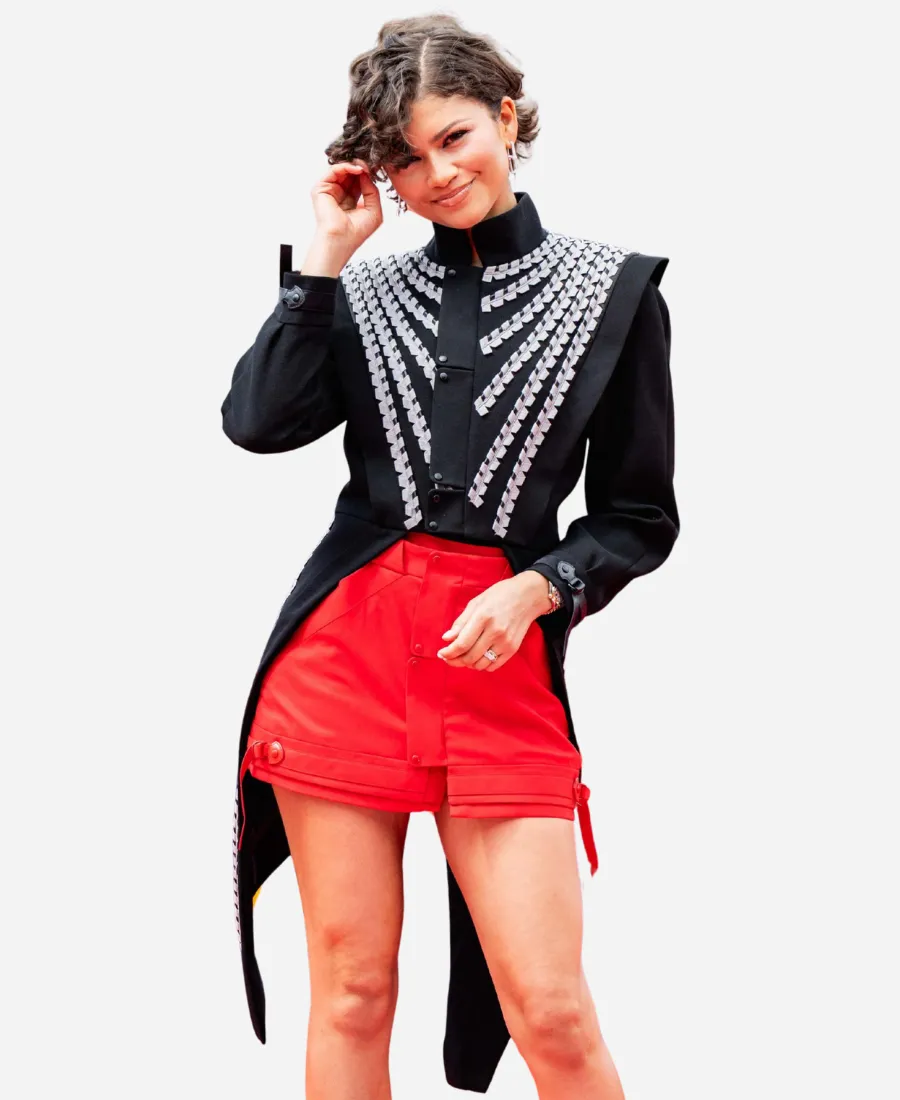 Zendaya Spider-Man 2026 Press Tour Napoleon Jacket Zendaya Napoleon Jacket