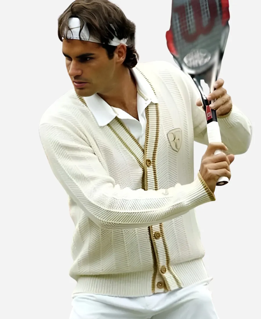 2026 Wimbledon Championships Roger Federer White Cardigan Championships Roger Federer Wimbledon Cardigan