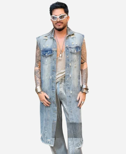 NYC 2026 Adam Lambert Blue Denim Coat - Jacket Era