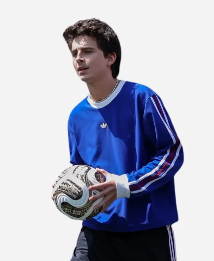 2026 FIFA World Cup final Adidas Timothée Chalamet Blue 3 Stripe Sweatshirt