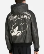  Adidas x Disney 2026 Mickey Mouse Black Leather Hooded Jacket