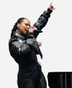 Alicia Keys NY Knicks Parade Studded Cropped Leather jacket