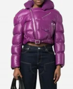 Amiri Biker Cropped Puffer jacket - Purple
