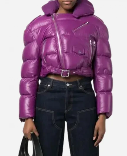 Amiri Biker Cropped Puffer jacket - Purple