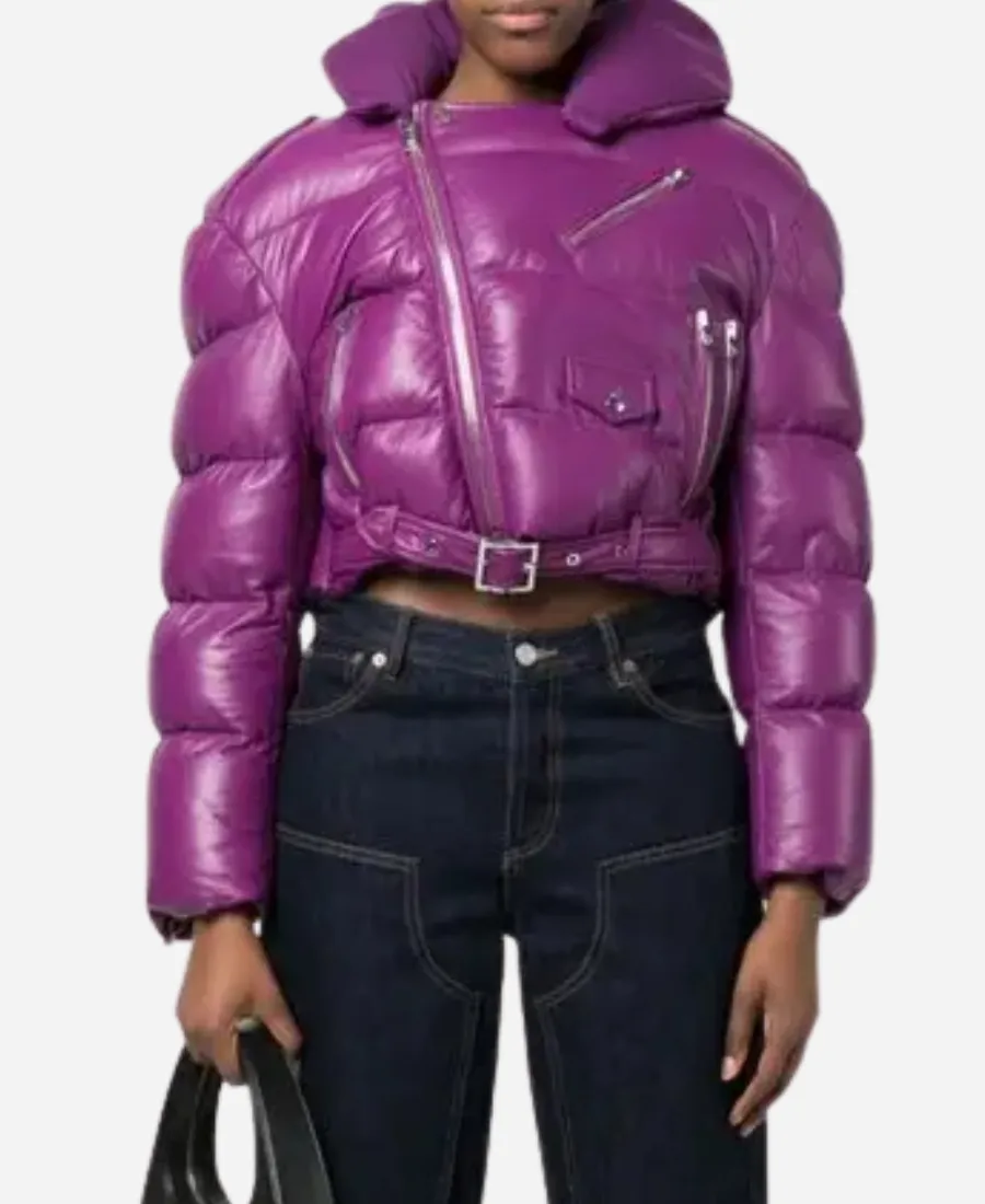 Amiri Biker purple Cropped Puffer jacket Amiri Biker Cropped Puffer jacket - Purple