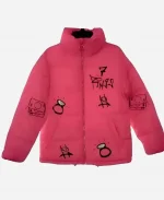 Ariana Grande 7 Rings Sweetener World Tour Cropped Pink Puffer Jacket