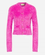 Elle Woods Brushed Wool Cardigan - Pink