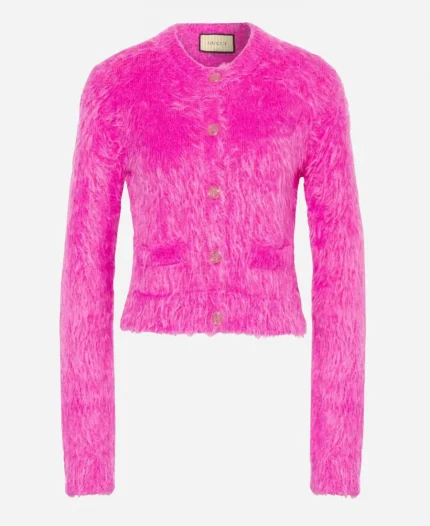 Elle Woods Brushed Wool Cardigan - Pink