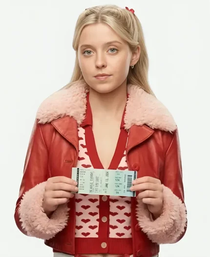 Lexi Minetree Elle 2026 Elle Woods Red Shearling Leather Jacket