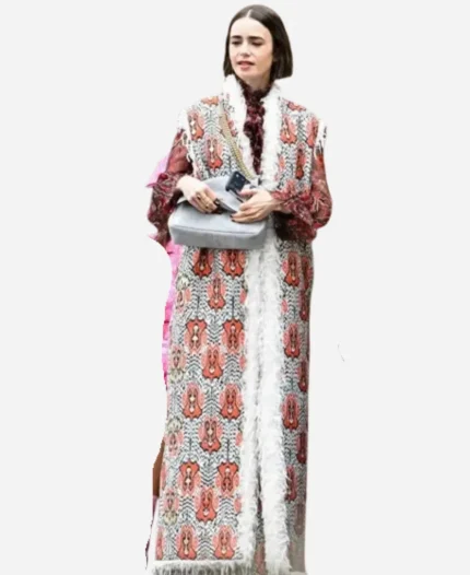 Emily Cooper Jacquard Sleeveless Long Coat