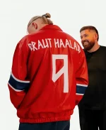 Erling Braut Haaland Custom Made Norway Red Leather Jacket