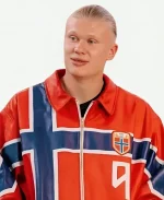 Erling Braut Haaland 2026 Norway Football Team Custom Red Leather Jacket