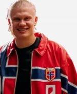 Erling Haaland Norway Custom Red Leather Jacket