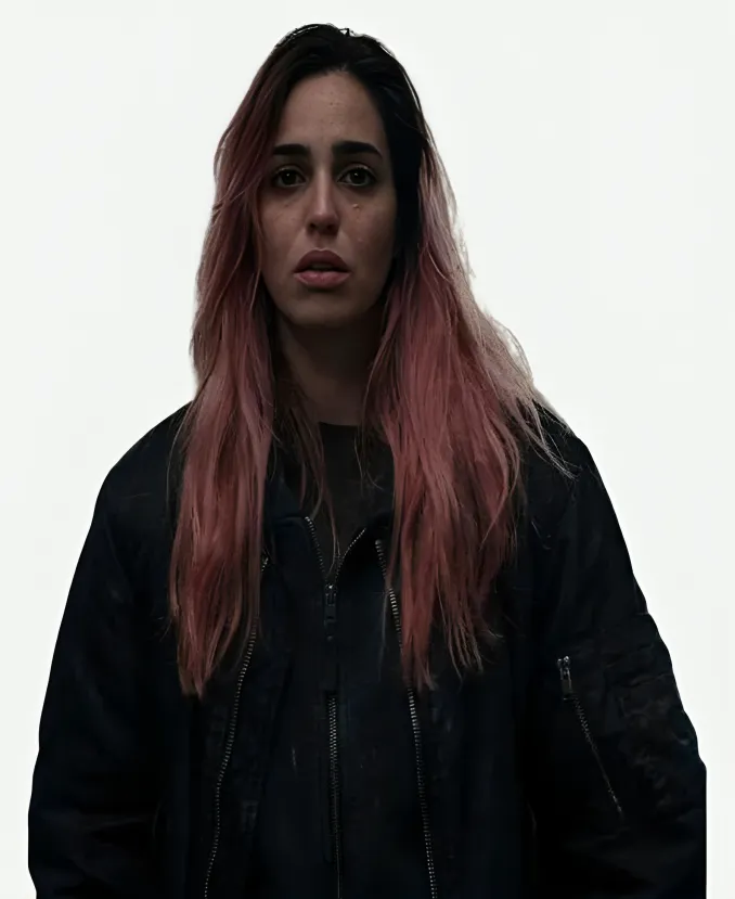 Evil Dead Burn 2026 Souheila Yacoub Black Jacket  Souheila Yacoub Evil Dead Burn 2026 Alice Black Bomber Jacket