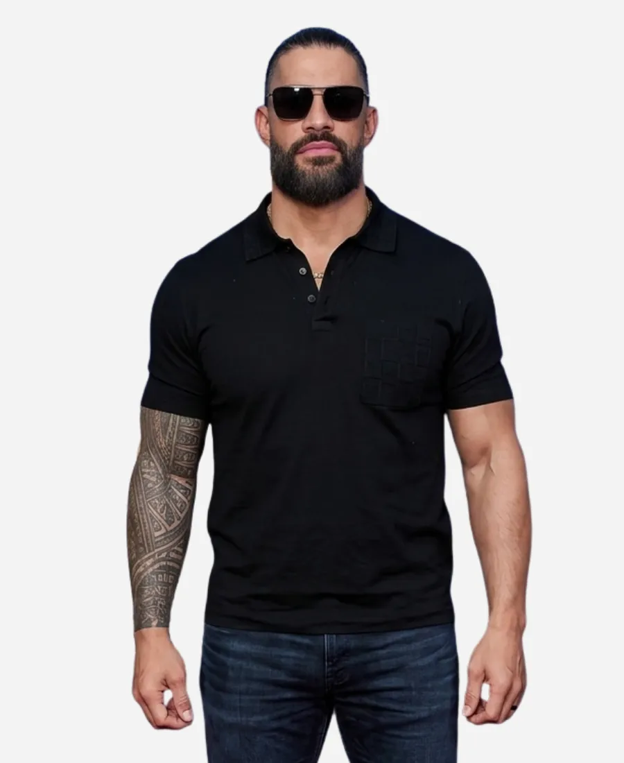 FIFA World Cup Final Roman Reigns Athletic Fit Polo Jersey FIFA World Cup Final 2026 Roman Reigns Athletic Fit Black Polo Jersey