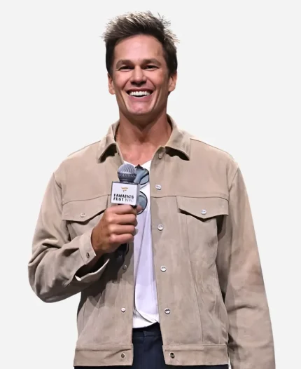 Fanatics Fest NYC Tom Brady Light Beige Suede Trucker Jacket