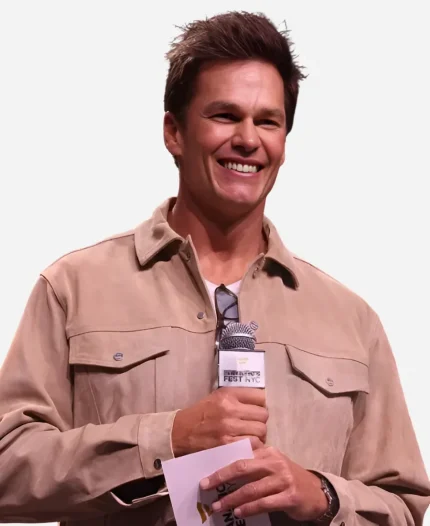 Fanatics Fest NYC 2026 Tom Brady Light Beige Suede Trucker Jacket