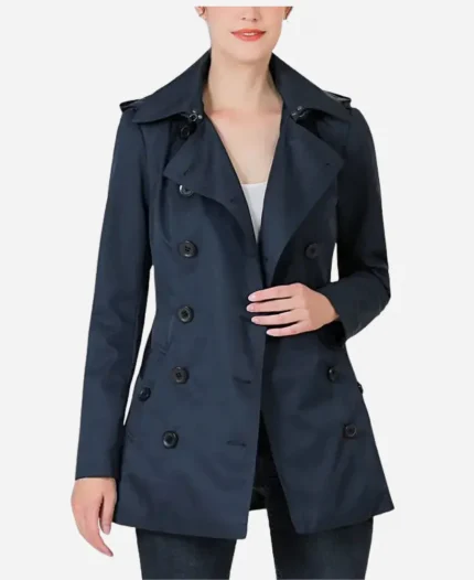 Fiona Blue Short Trench Coat