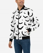 Unisex Halloween White & Black Bats Bomber Jacket