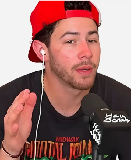 Hey Jonas! Podcast Nick Jonas Mortal Kombat Dragon Black Graphic T-Shirt