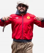  Jason Momoa Adidas Manchester United Football Team Track Red Jacket