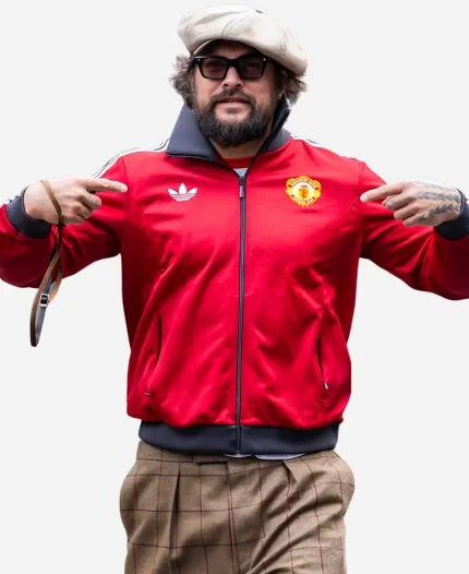  Jason Momoa Adidas Manchester United Football Team Track Red Jacket