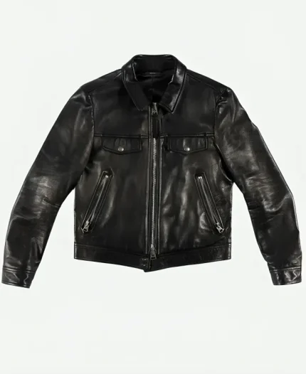 Jensen Huang Signature Black Leather Trucker Jacket