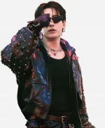 Jeon Jung-kook BTS Arirang Paris Tour 2026 Jungkook Custom Balenciaga Leather Jacket