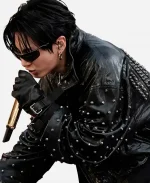Jeon Jung-kook BTS Arirang Paris Tour 2026 Jungkook Custom Balenciaga Black Leather Jacket