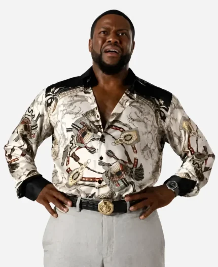 Joe 72 Hours 2026 Kevin Hart Baroque Printed Satin Shirt