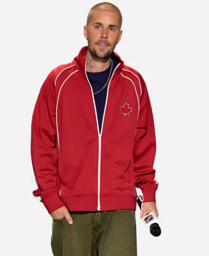 Justin Bieber Canada Maple Leaf Red Jacket