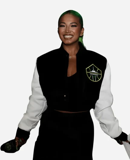 Kayce Kirihara WNBA Seattle Storm Team Black & White Cropped Jacket