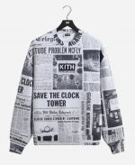 Kith for Back to the Future Newspaper All-Over Printed Nelson Crewneck Sweatshirt