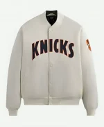 Kith for the New York Knicks Pinstripe White Satin Bomber Jacket