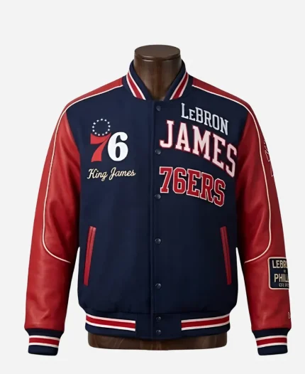 LeBron James NBA Philadelphia 76ers Navy Varsity Letterman Jacket