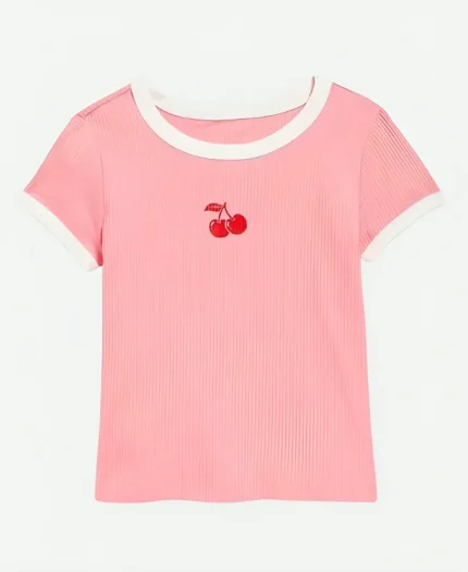 Elle S01 Elle Woods Pink Cropped Cherry T-Shirt