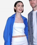2026 Championships Wimbledon Lily Collins Blue Oversized Shirt