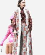 Lily CollinsJacquard Sleeveless Long Coat